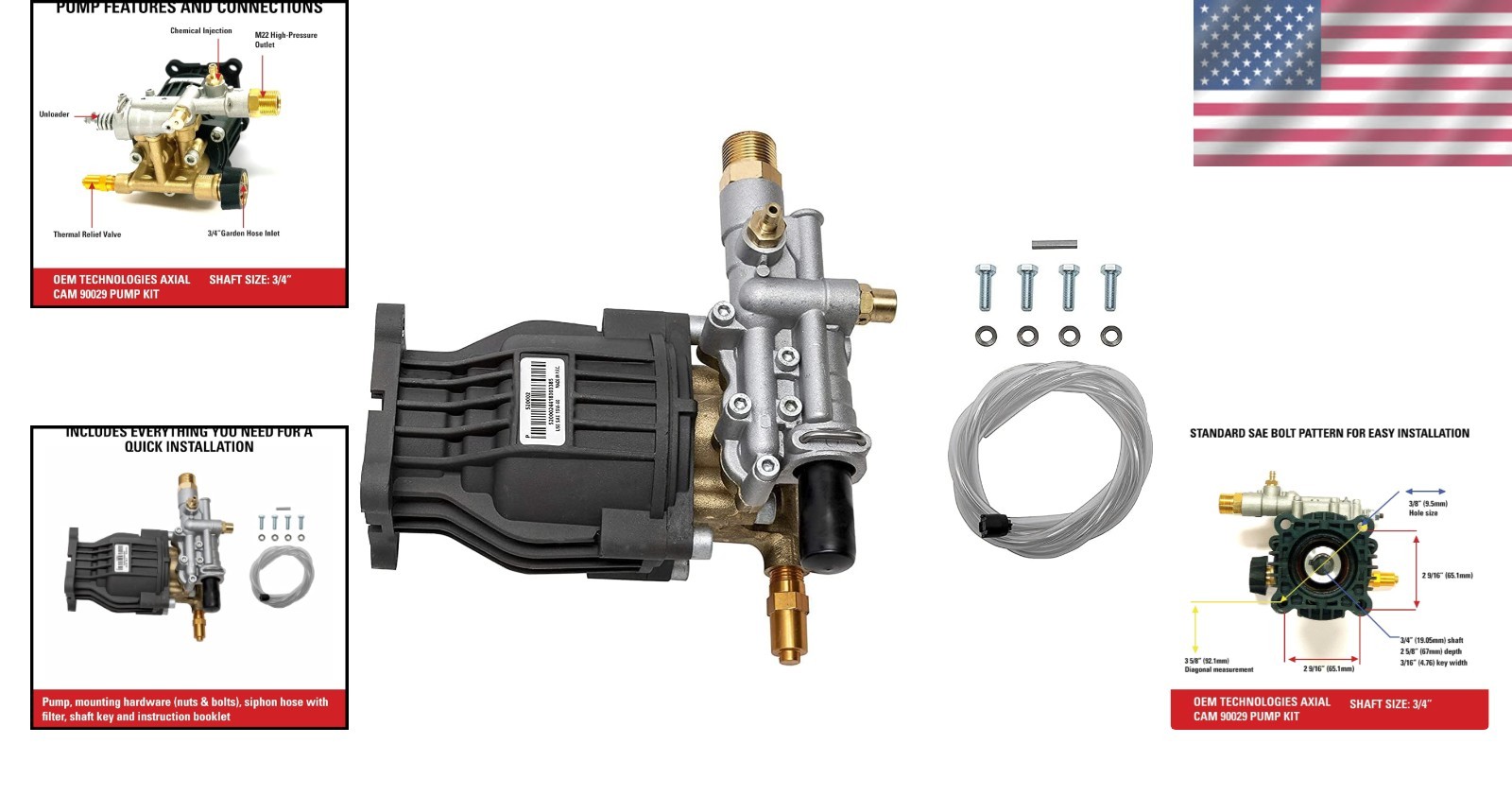 Durable 3400 PSI Pressure Washer Replacement Pump Kit for Gas Powered Machines