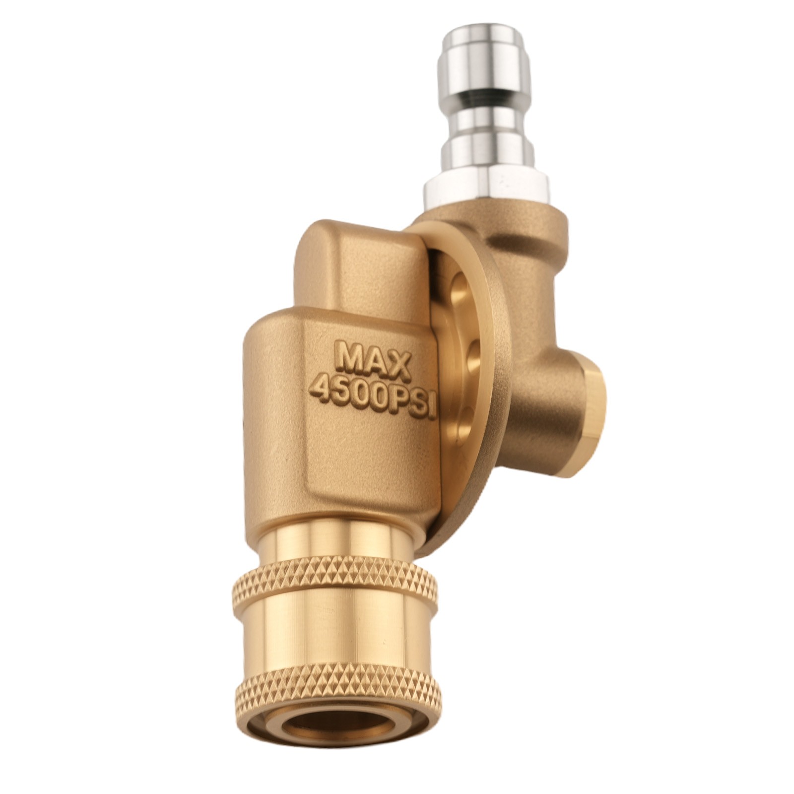 1/4″ QC Pressure Washer Pivoting Adapter Coupler Brass Steel 4500PSI 7 Angle