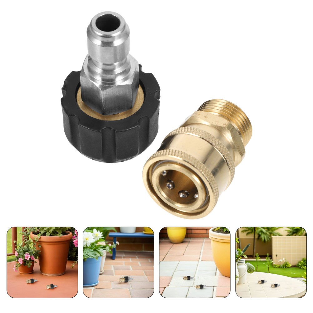 2 Sets Reusable Brass Power Washer Hose Adapter Quick Connect Fittings Black