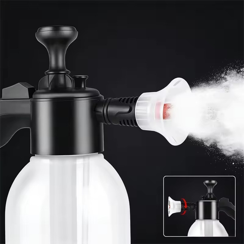 2L Hand Pump Foam Sprayer Snow Foam Cannon Car Wash Bottle w/ 3 Nozzles