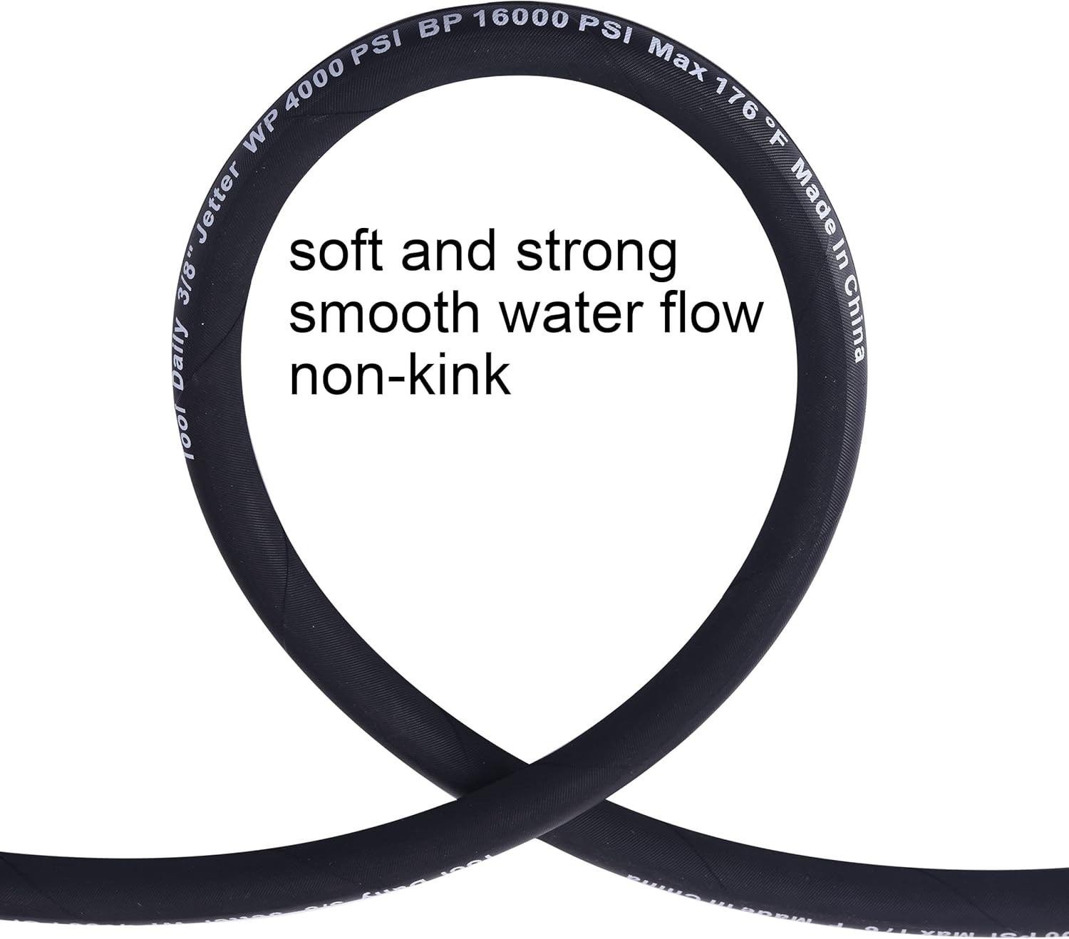 Flexible 4 FT Pressure Washer Whip Hose with Steel-Wire Braid for Heavy Use