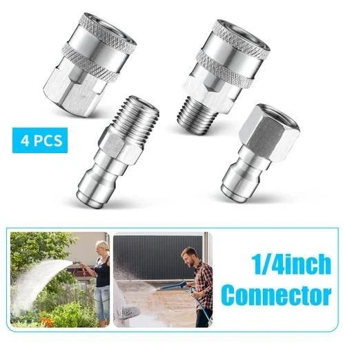 4PCS 5000PSI Pressure Washer Adapter 1/4” Stainless Steel Quick Connect Fitting