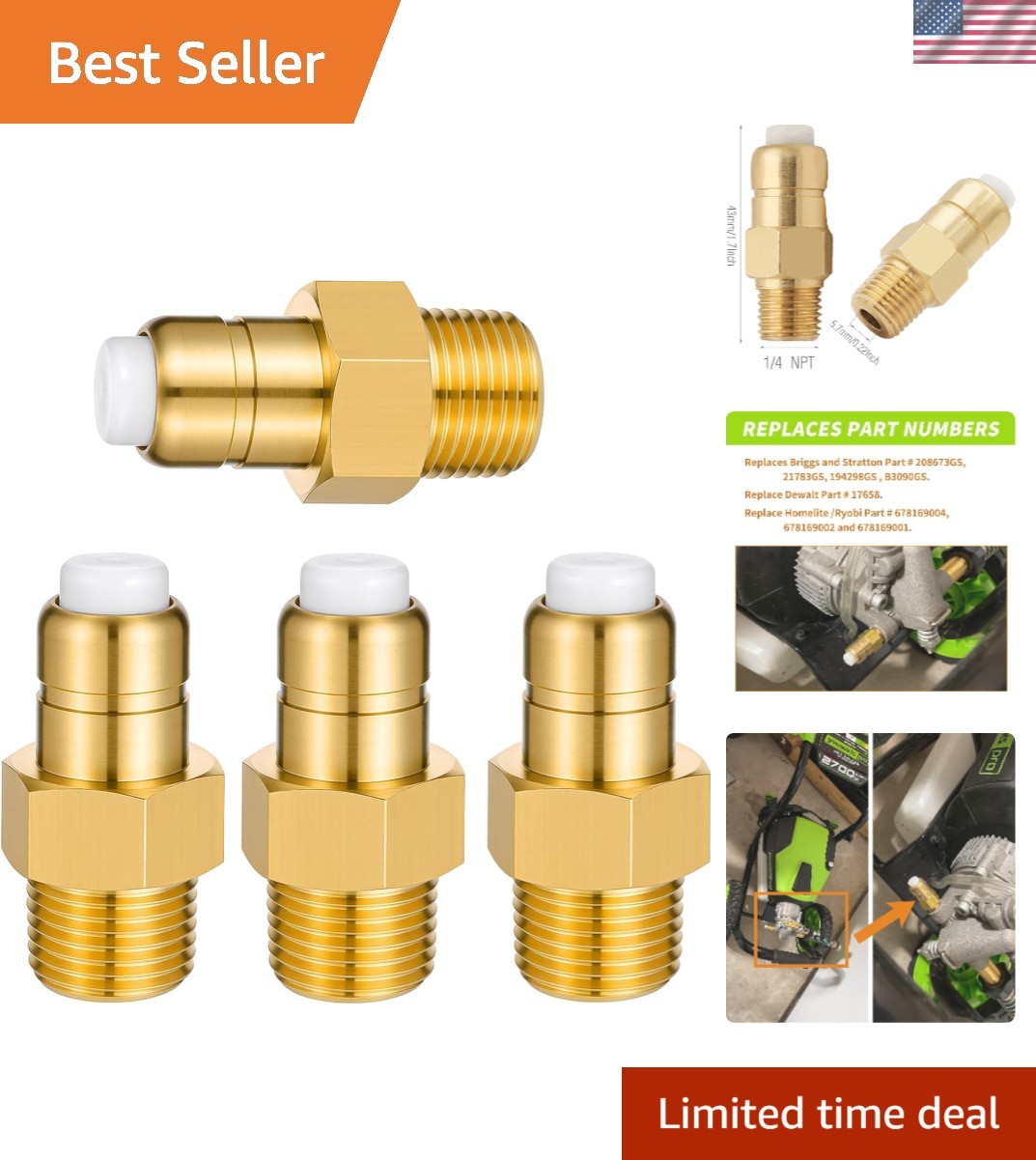 4-Piece Thermal Relief Valve Set – Essential for Safe Pressure Washer Operation