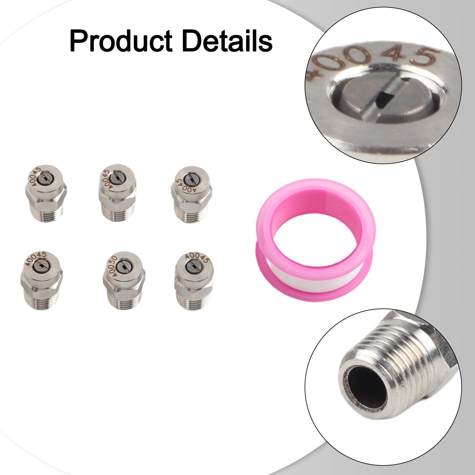 High Pressure Cleaning Nozzle Set 7 Pieces Stainless Steel 40 Degree for Washer