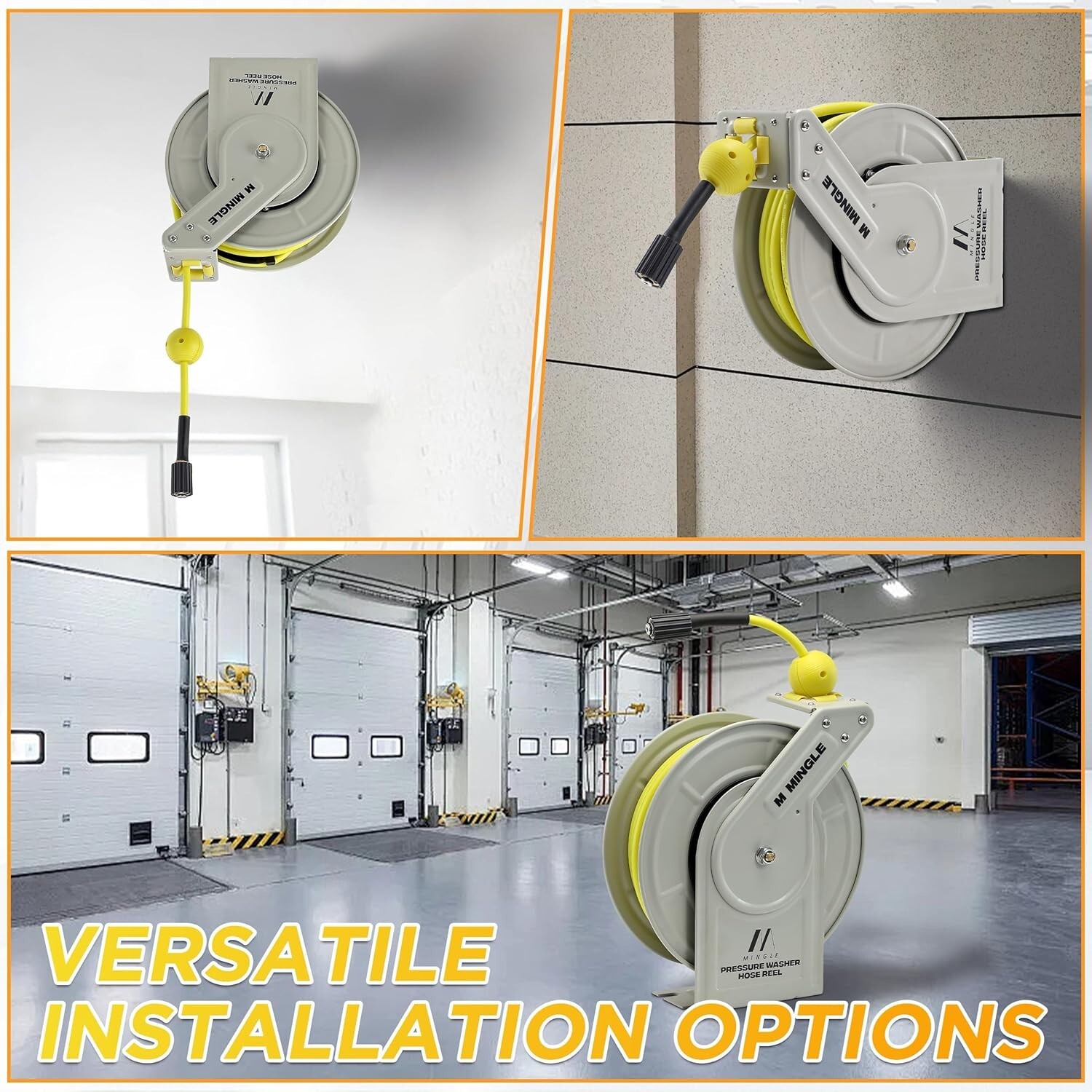 Professional 60ft Pressure Washer Hose Reel – Anti-Tangle and Wall Mounted