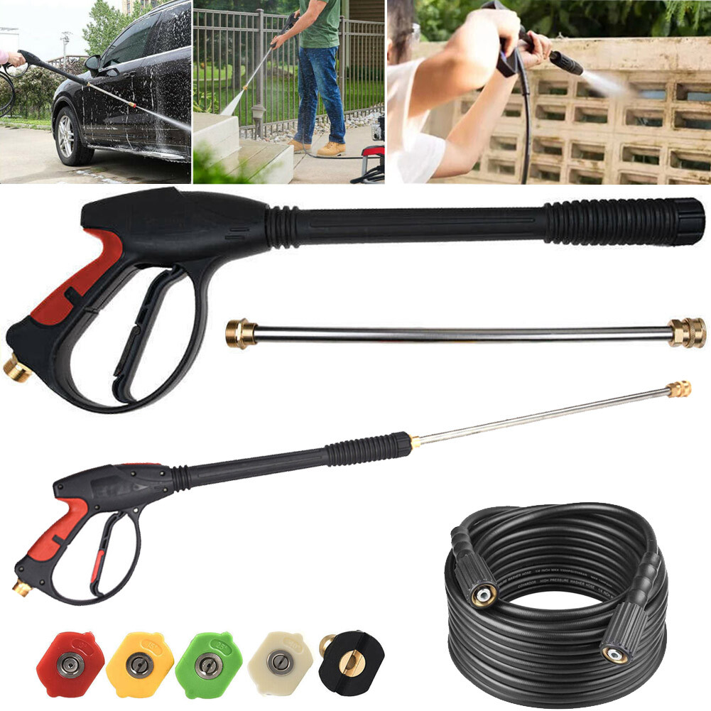 4000PSI High Pressure Power Washer Spray Gun Wand Lance Nozzle Tip Hose M22 14mm