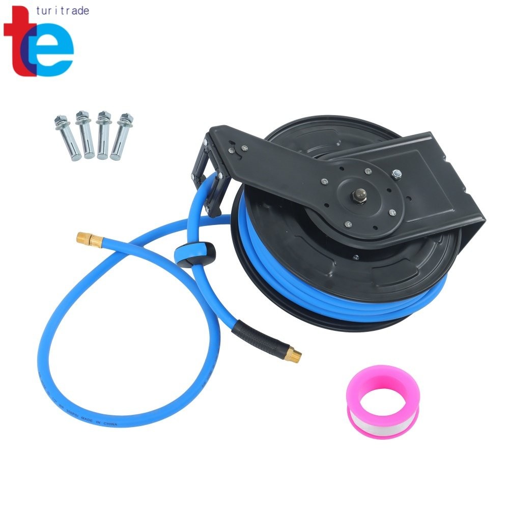 1/2″ x 50′ Wall Mount Auto Rewind Hose-Reel Industrial Grade Rubber Hose 300 PSI