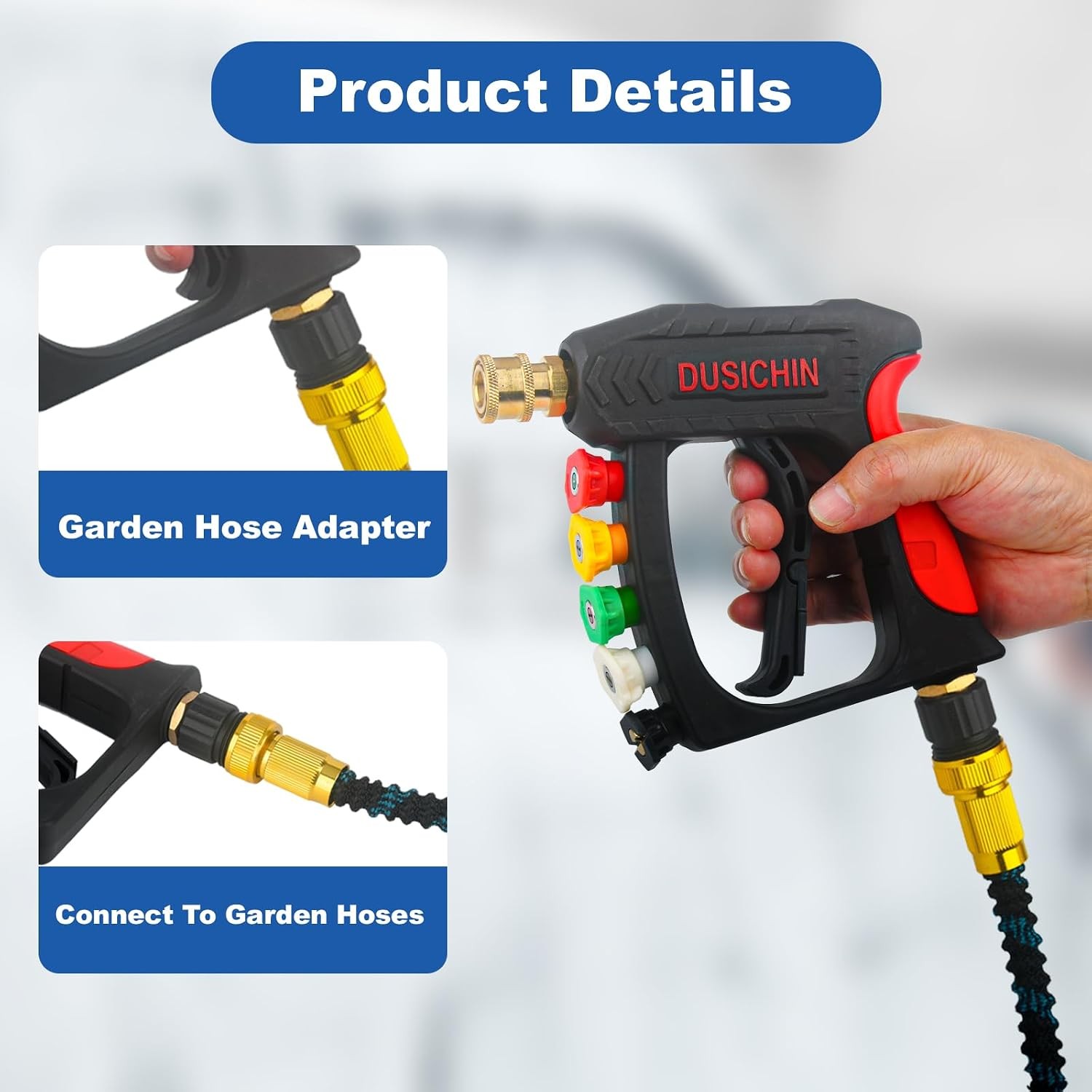 Garden Hose Connector Pressure Washer Gun to Water Garden Hose Adapter 3/4“