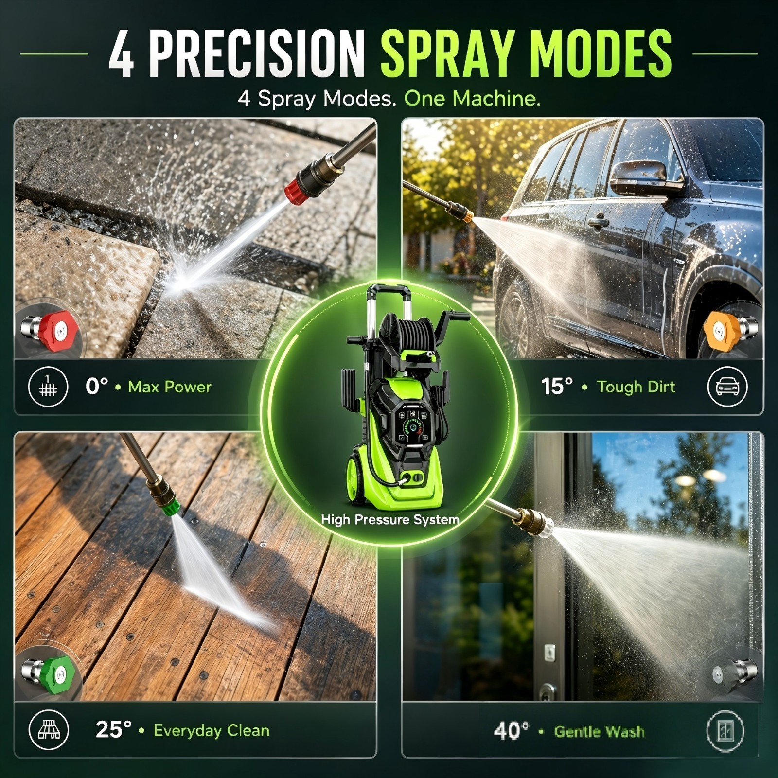 Pressure Washer 4500PSI 3.0GPM, 15-Level Touchscreen, 4 Nozzles, for Driveway