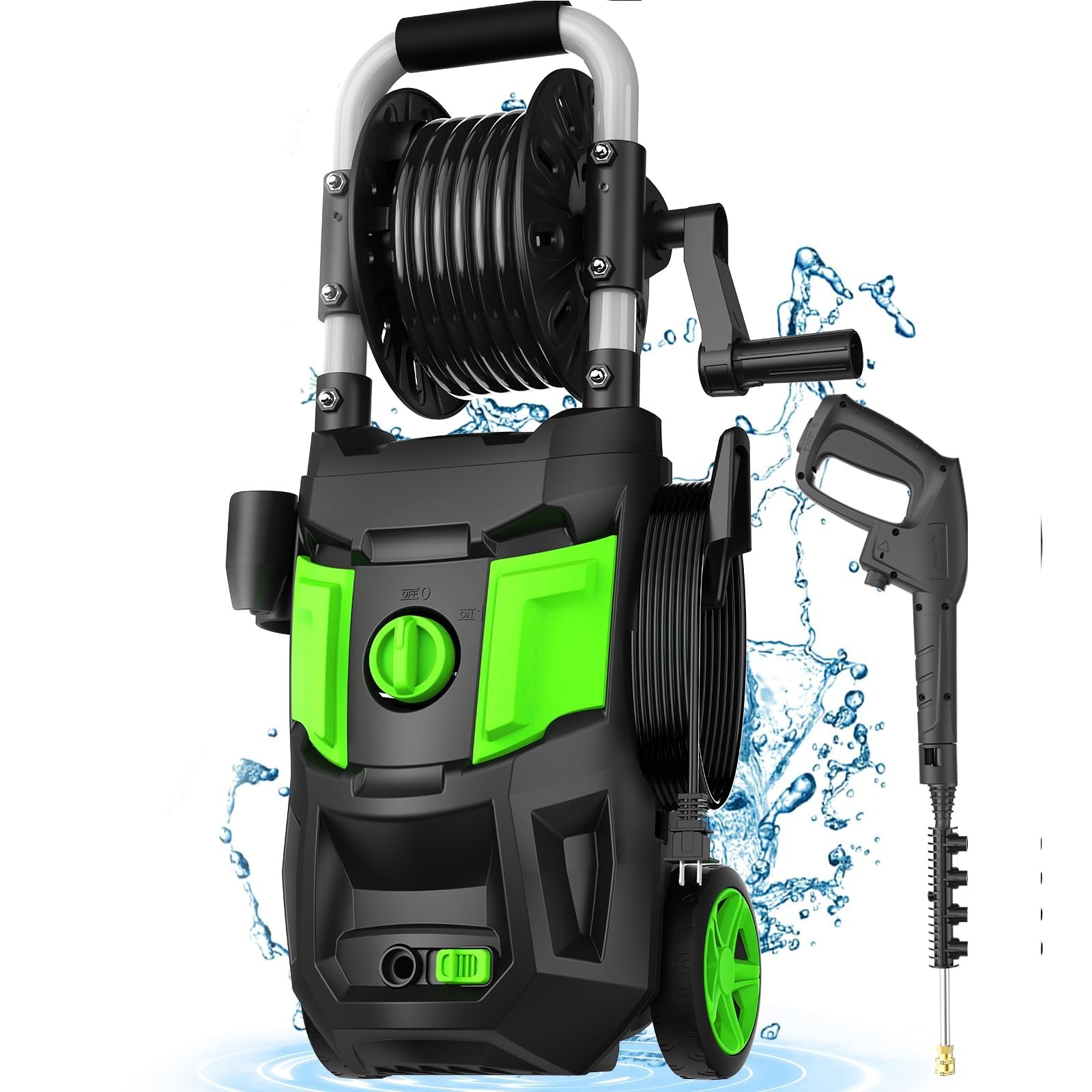 DECOKTOOL ELECTRIC PRESSURE WASHER 4 DIFFERENT NOZZLES SOAP CANNON – GREEN