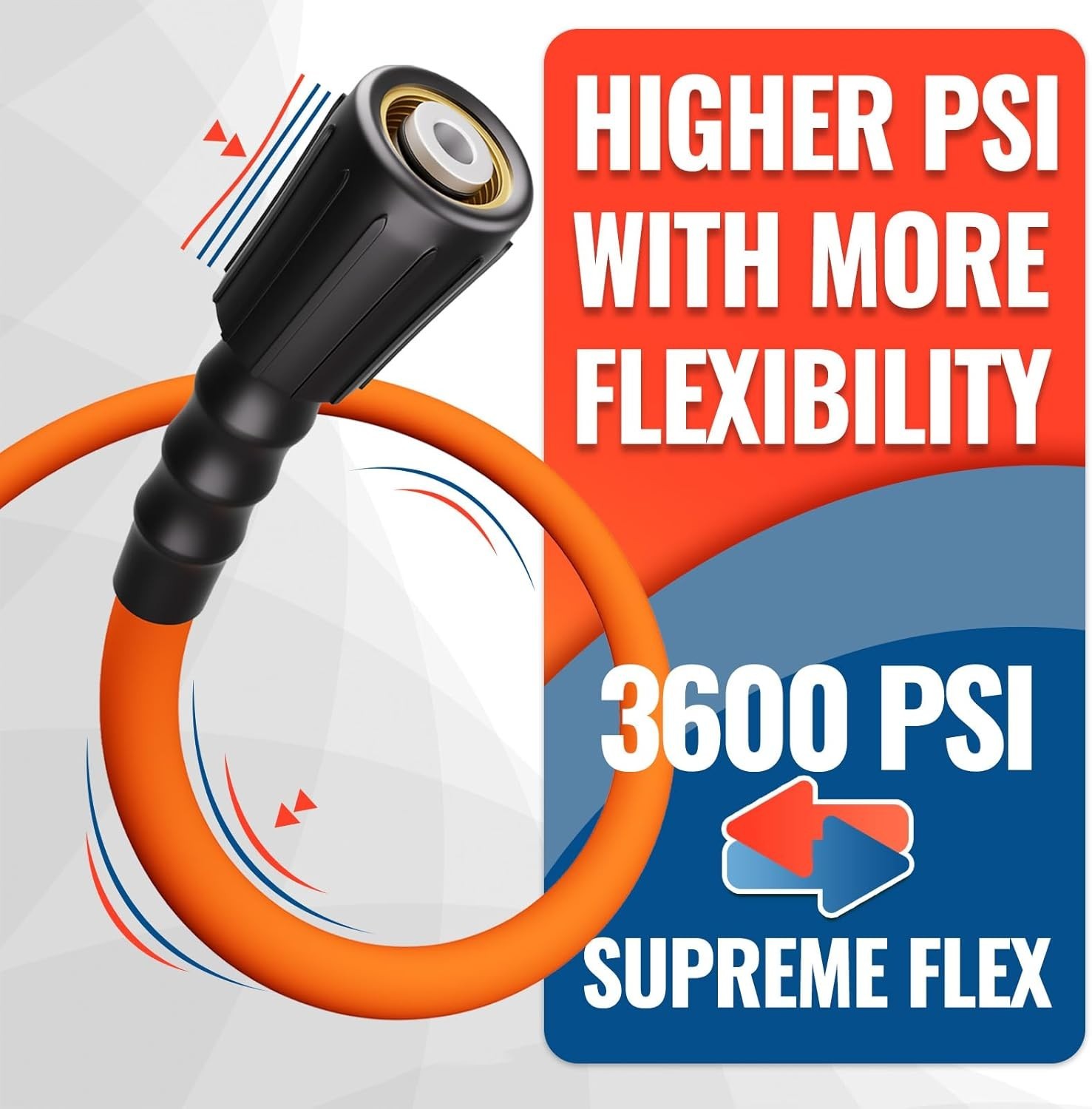 25 FT Kink Resistant Pressure Washer Hose – High-Visibility Orange for Easy Use