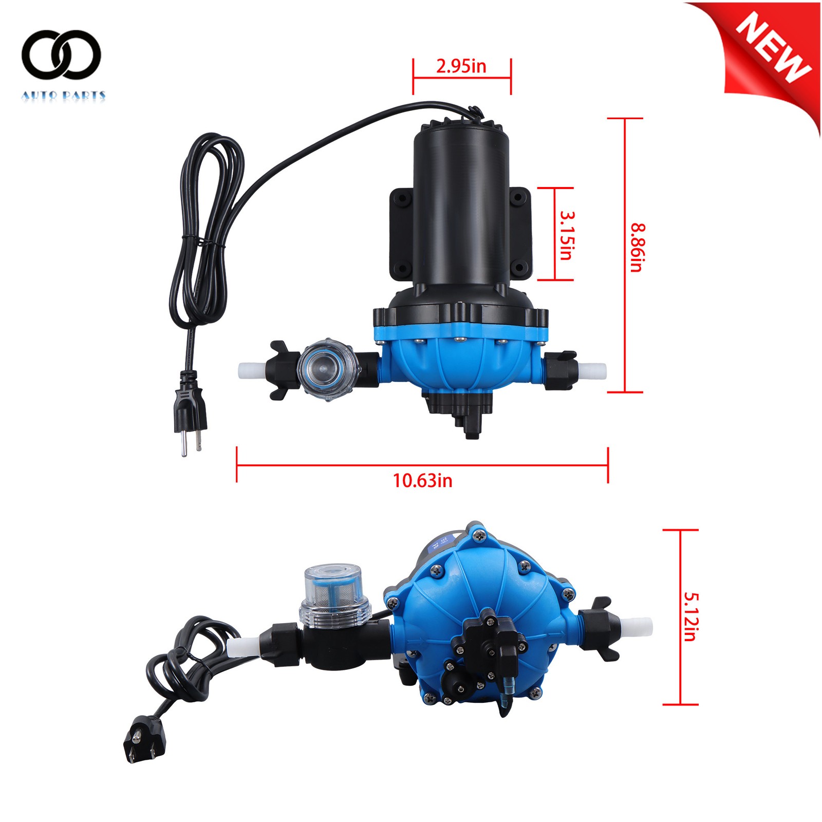 Water Diaphragm Pump 5-chamber 6GPM 80PSI 110V AC Self Priming RV Water Pump