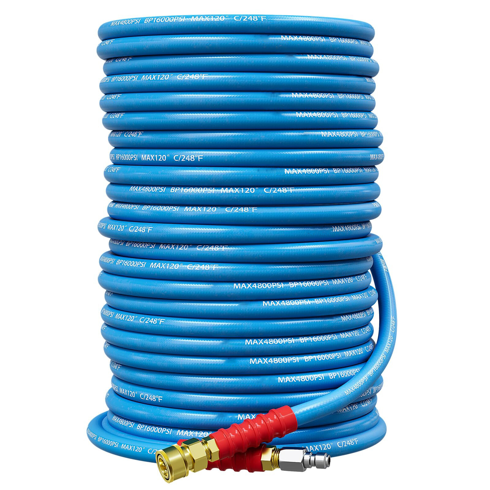 3/8″ 4800psi Hot Water Rubber Pressure Washer Hose 30-150FT 248℉ Extension Cable