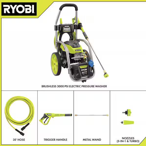 RYOBI 3000 PSI 1.1 GPM Cold Water Electric Pressure Washer RY143011