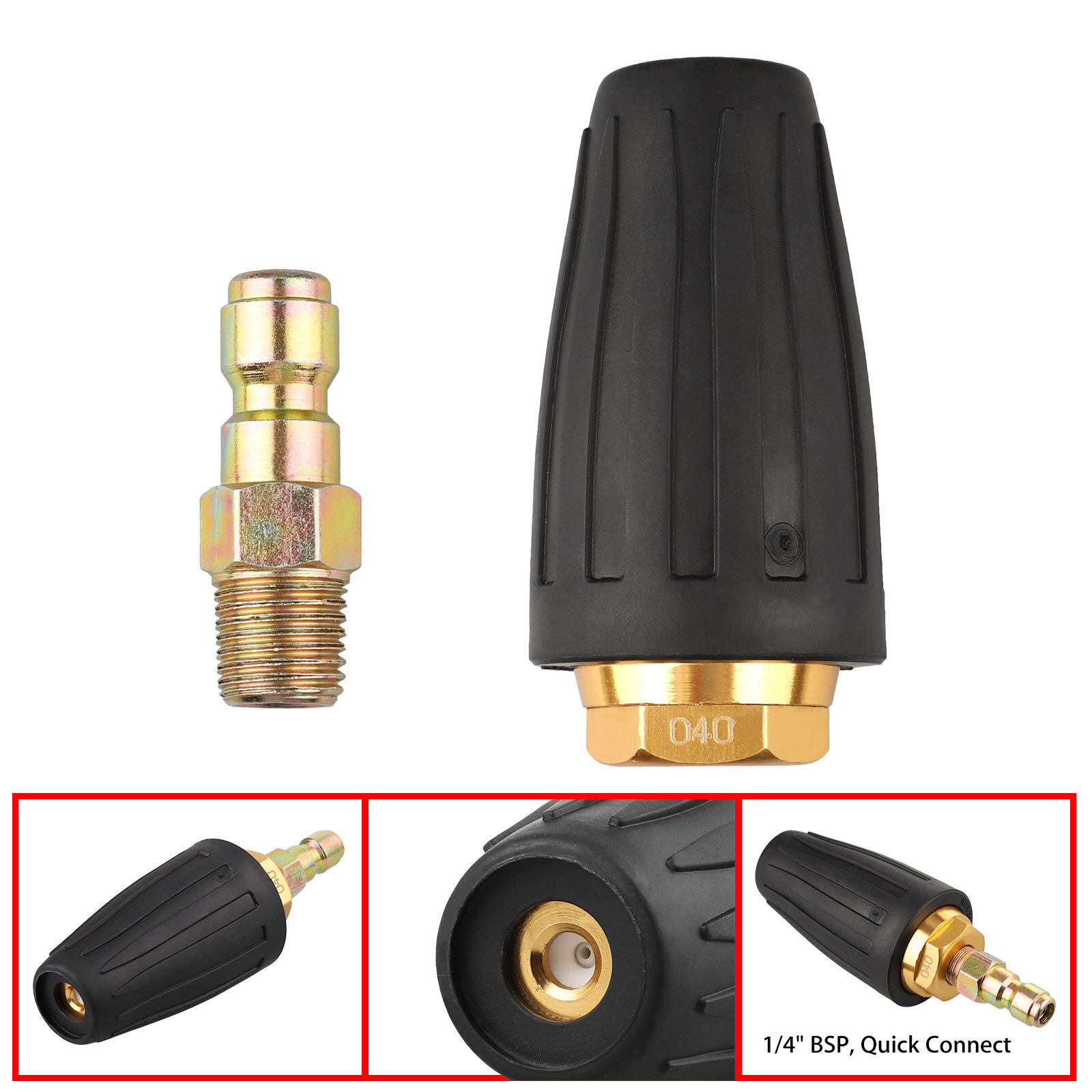 1/4″ High Pressure Washer Rotating Turbo Nozzle Spray Tip 4.0 GPM 3000 PSI Quick