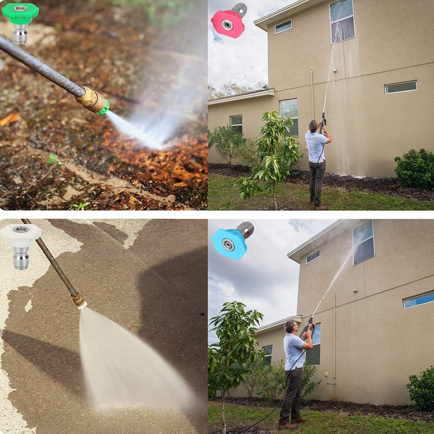 7 Pack Pressure Washer Spray Nozzle Tips Multiple Degrees, 14Inch Quick Connect,
