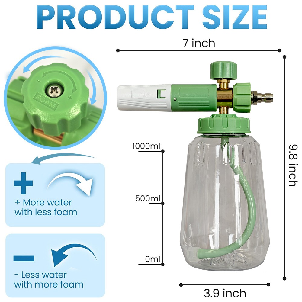 US Foam Cannon for Pressure Washer with Dual-Connector&Short Pressure Washer Gun