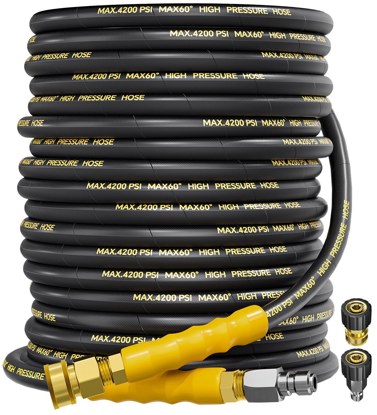 1/4″ 4200PSI Pressure Washer Hose & 3/8″ Quick Connect 100FT Kink Resistant Hose