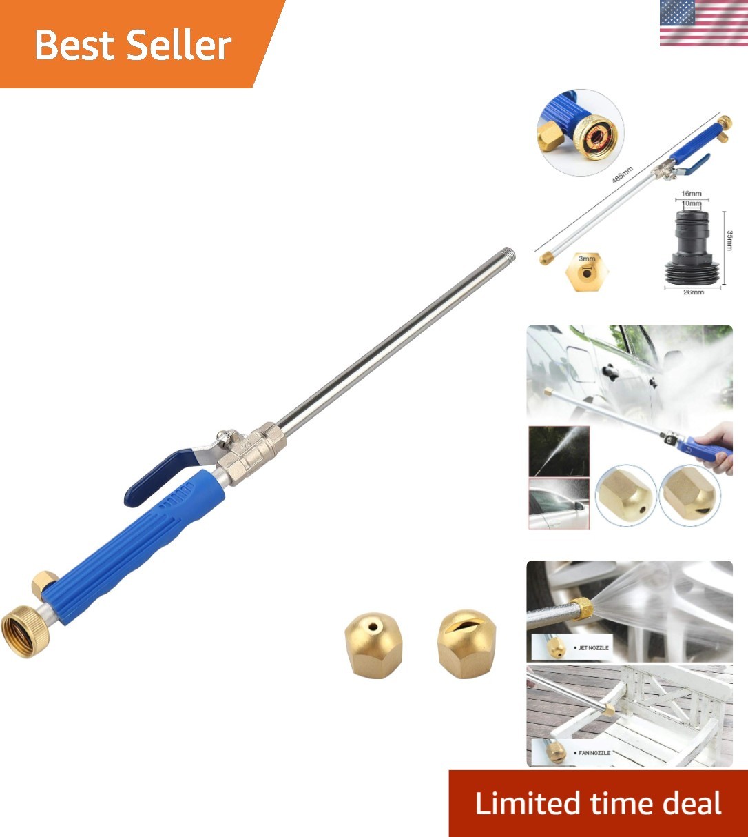 Professional Hydro Jet Wand with Brass Coupler – Ideal for Efficient Cleaning