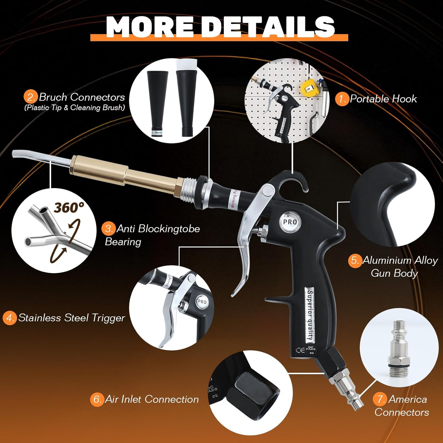 Tornado Car Cleaning Gun Kit Air Blower Vortex Detail Tool w/ Nozzle
