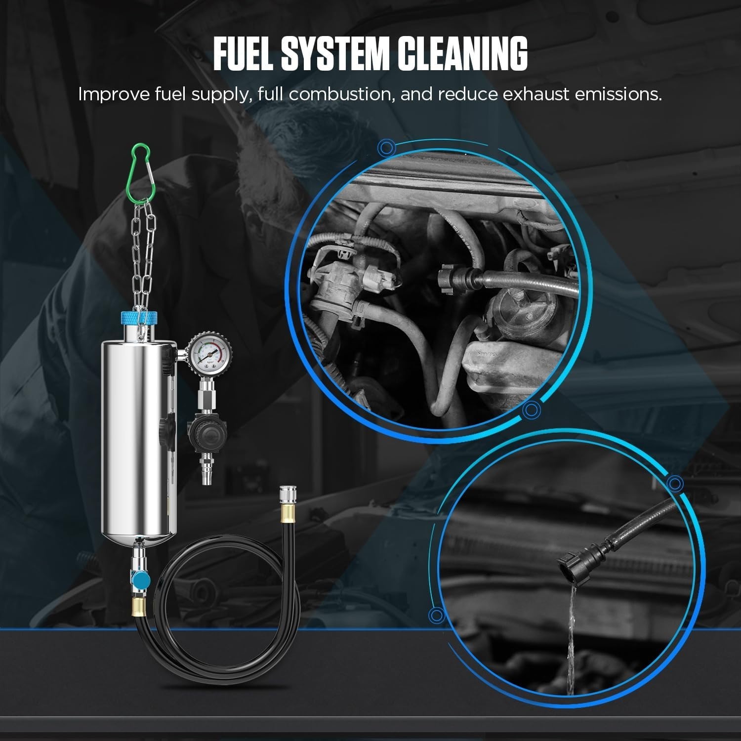 Fuel Injector Cleaner Tool Kit 1000ML 150PSI Disassembly-Free Fuel Injection Sys