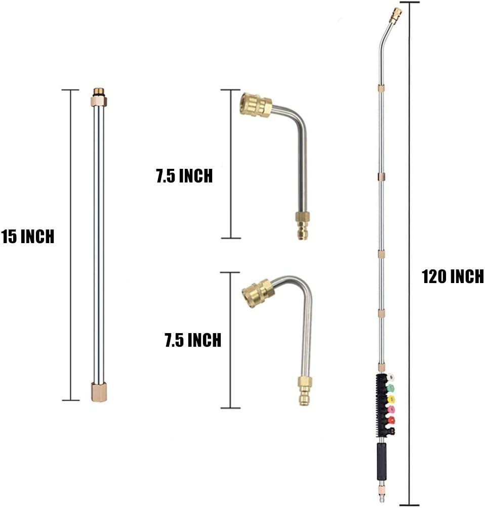 120Inch Stainless Steel Pressure Washer Extension Wand Power Washer Lance with S
