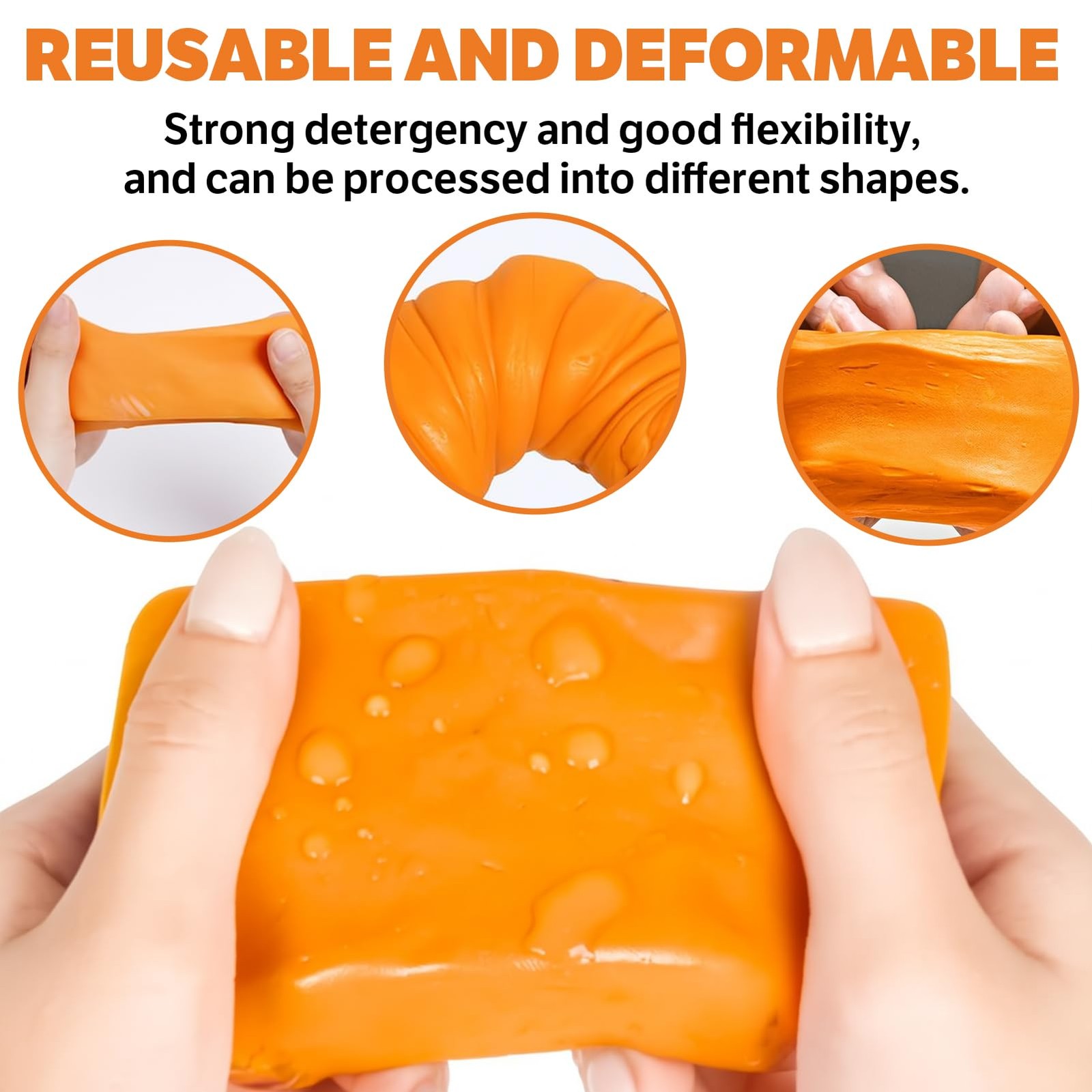XPERTCHEMY Car Clay Bar 4 Pack 400g(4x100g), Auto Detailing Premium orange