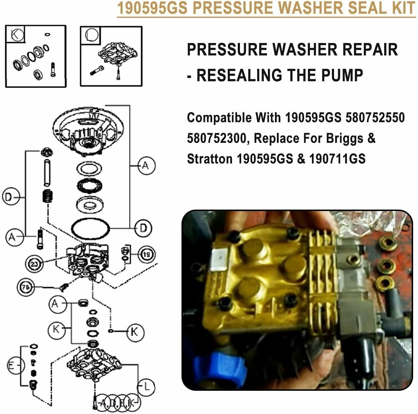 Upgraded Pressure Washer Seal Kit Used on Some Medium Frame Pressure Washer Pump