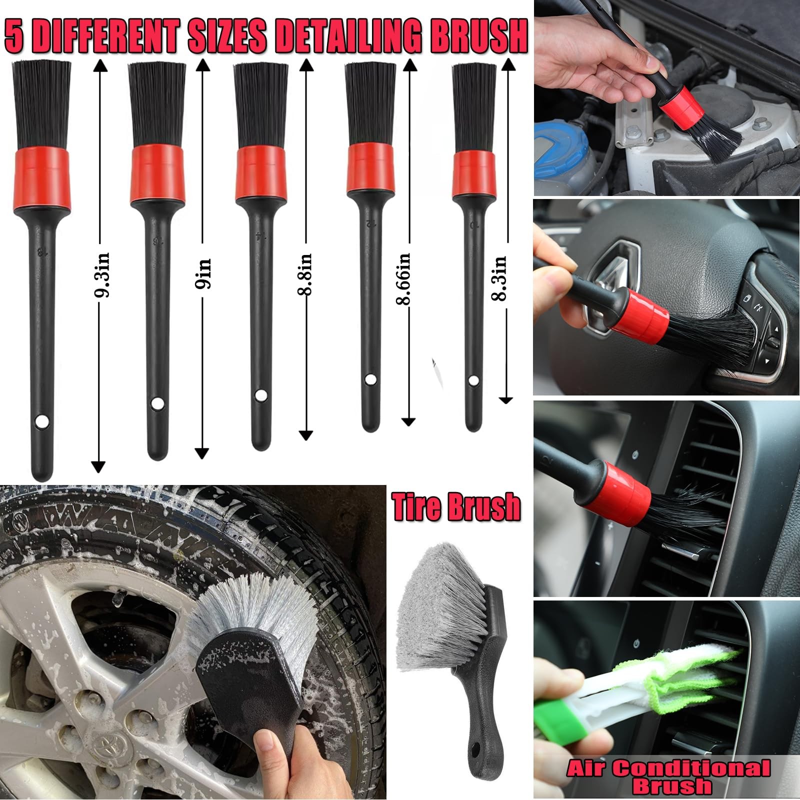 DGHEYQT 62” Car Wash Brush with Long Handle, Kit 8Pcs, Yellow