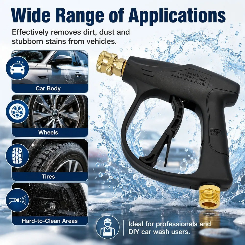1/4″ High Pressure Washer Gun 4350 PSI Car Wash Foam Spray w/ M22-14mm Connector