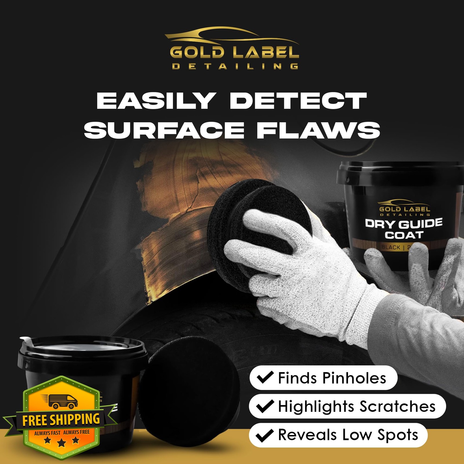 Gold Label Detailing Dry Black Guide Coat 7oz Autobody Paint