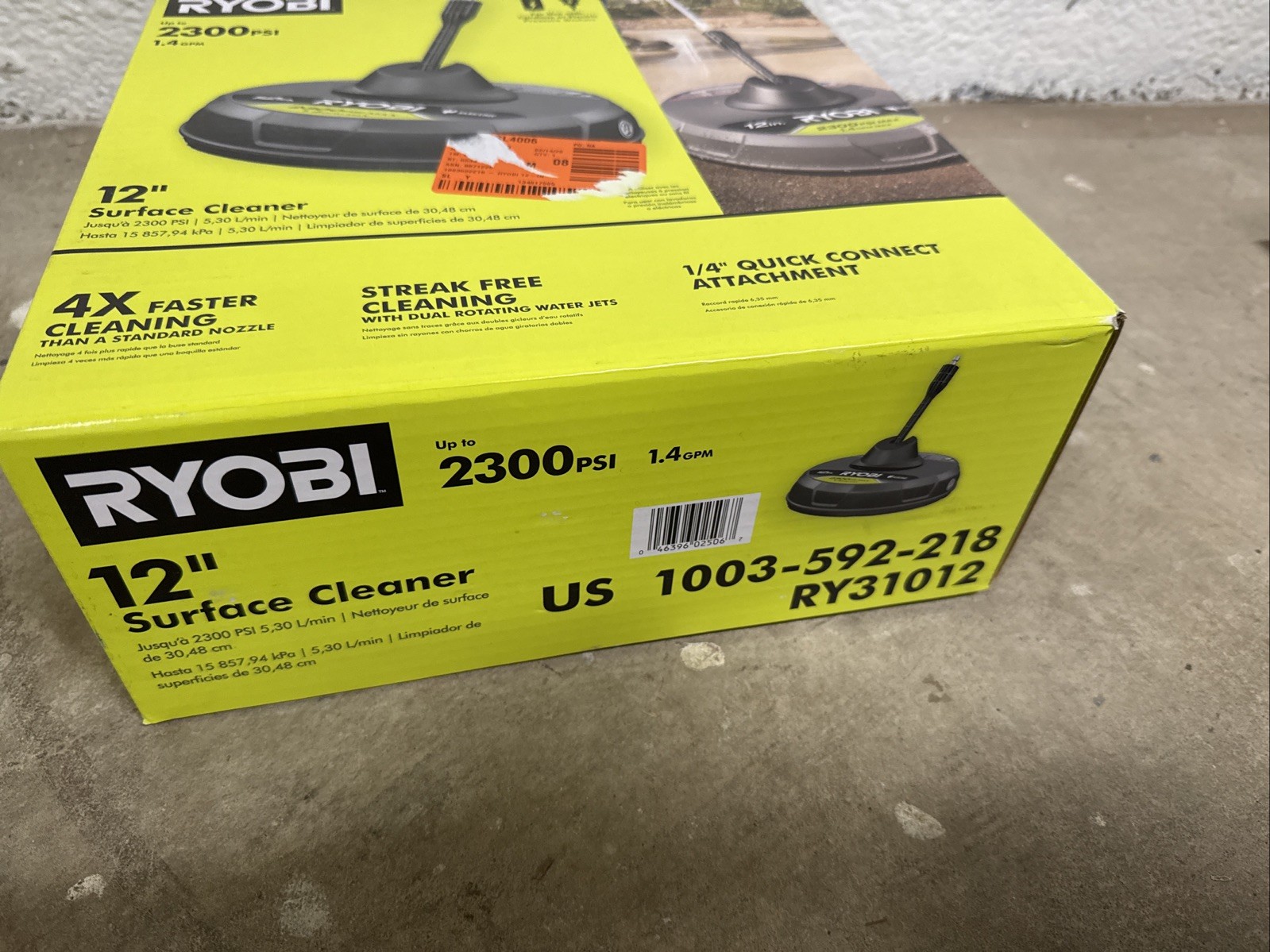 RYOBI 12 in. 2,300 PSI Electric Pressure Washers Surface Cleaner RY31012