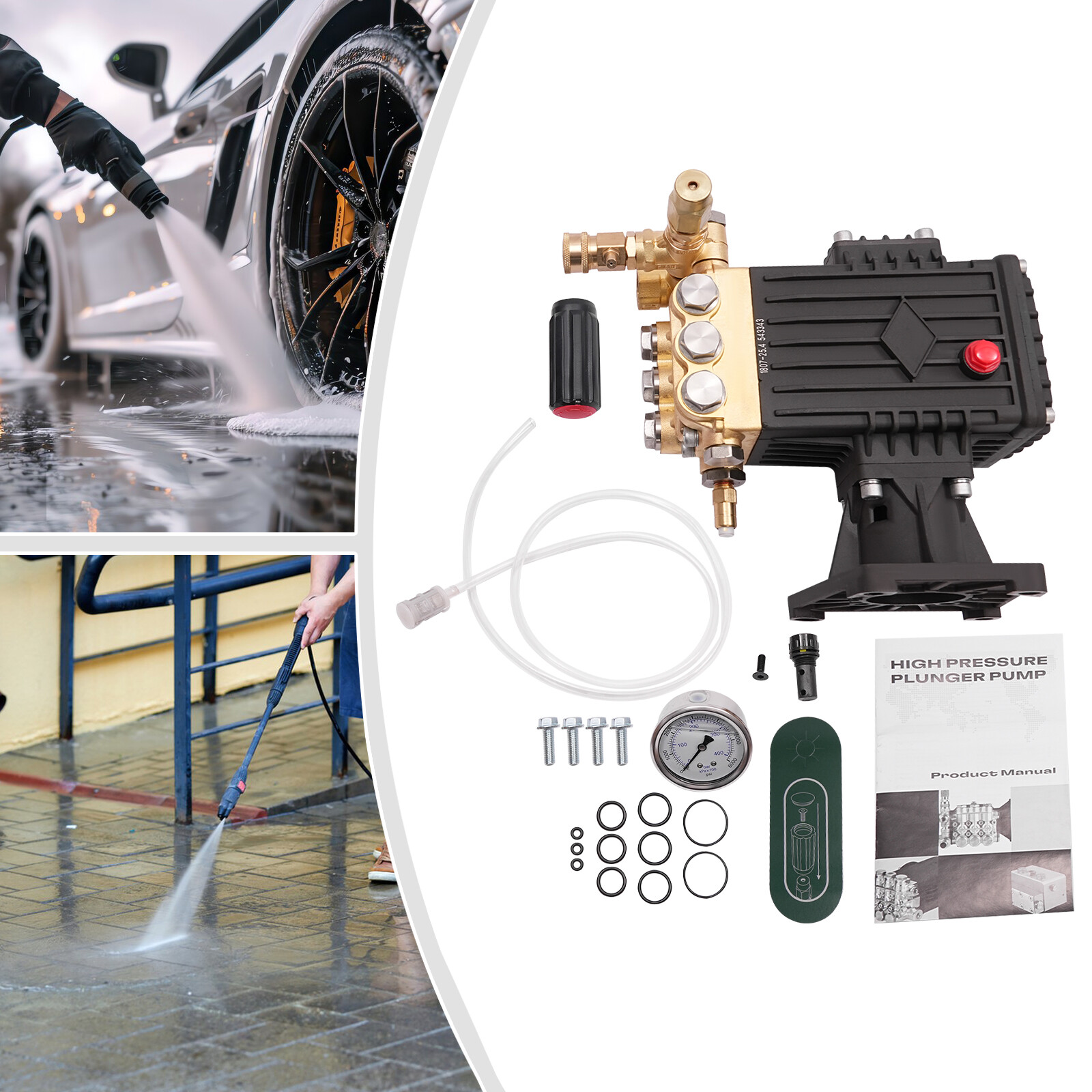 4000 PSI Pressure Washer Pump, 1″ Horizontal Shaft, 4 GPM, 3400 RPM, 13hp