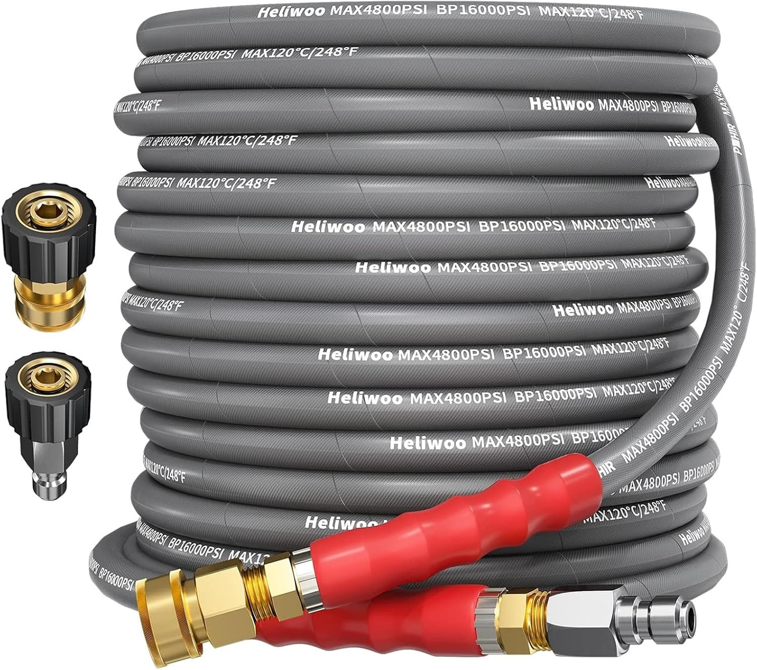 3/8” Pressure Washer Hose 50 FT, Hot and Cold Water Power Washer Hose Max 248°F