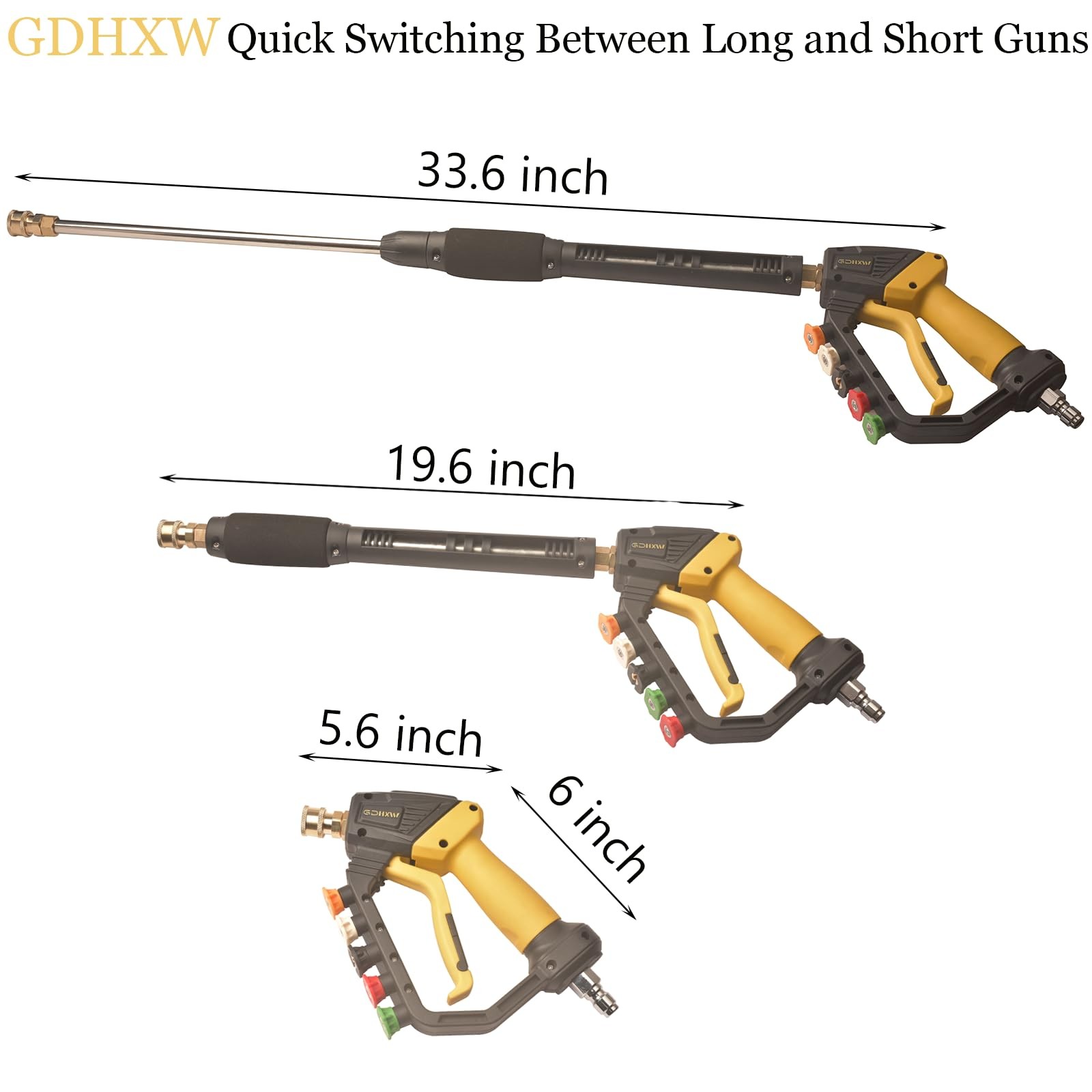 High Power Washer Gun Adjustable Extension Wand Quick Connection 5 Nozzles