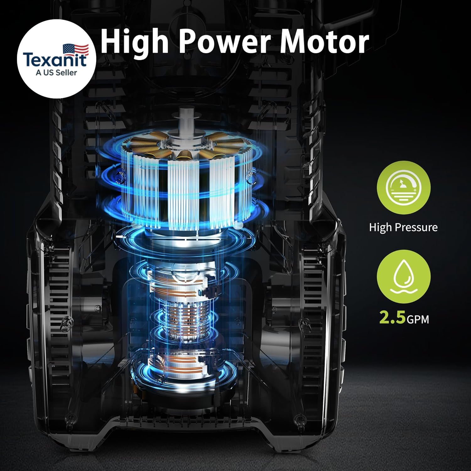 Adjustable 3000 PSI Pressure Washer,2.5 Max GPM Power Washer with 33 FT Retracta