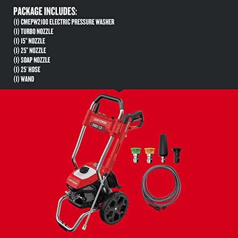 Electric Pressure Washer 2100 PSI 1.2 GPM Integrated Soap Tank Onboard Storage