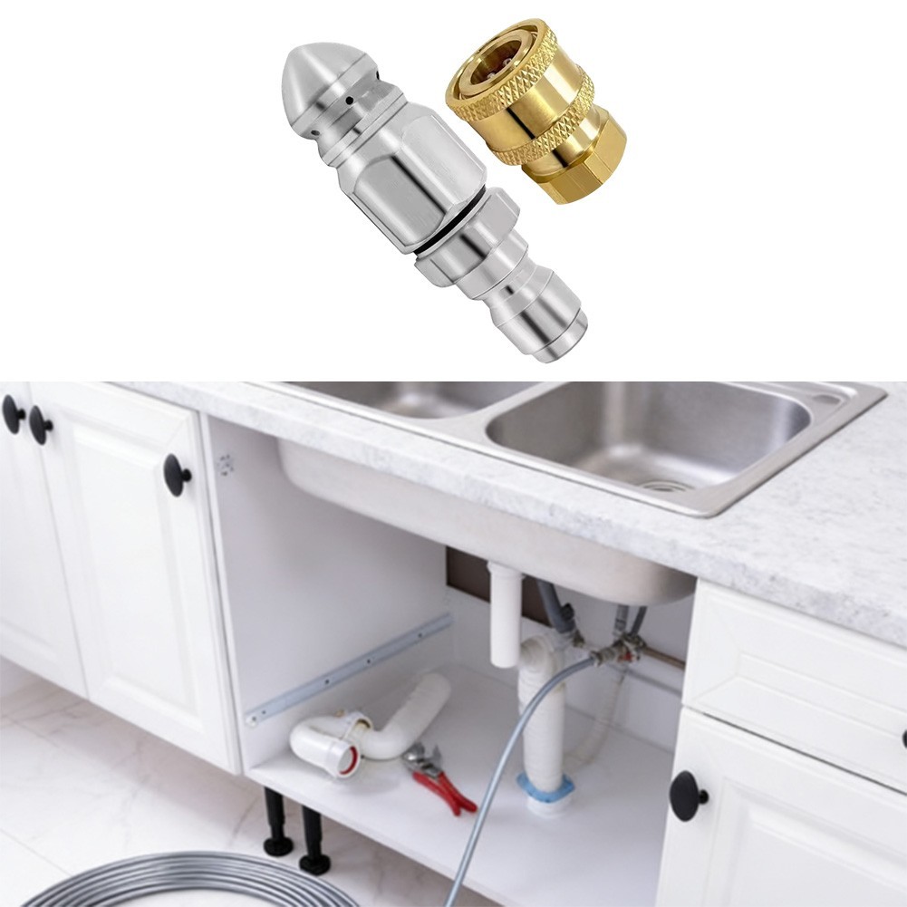 Stainless Steel Sewer Jetting Nozzle 5000 PSI 38 Inch Drain for Cleaning Kit 2