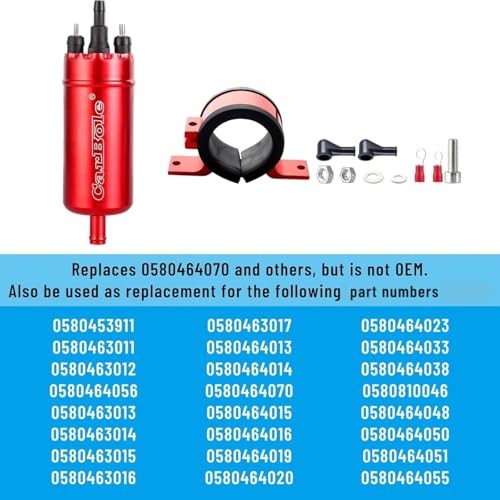 External In-Line Fuel Pump: 116 PSI High Pressure Universal 12V Electric Red