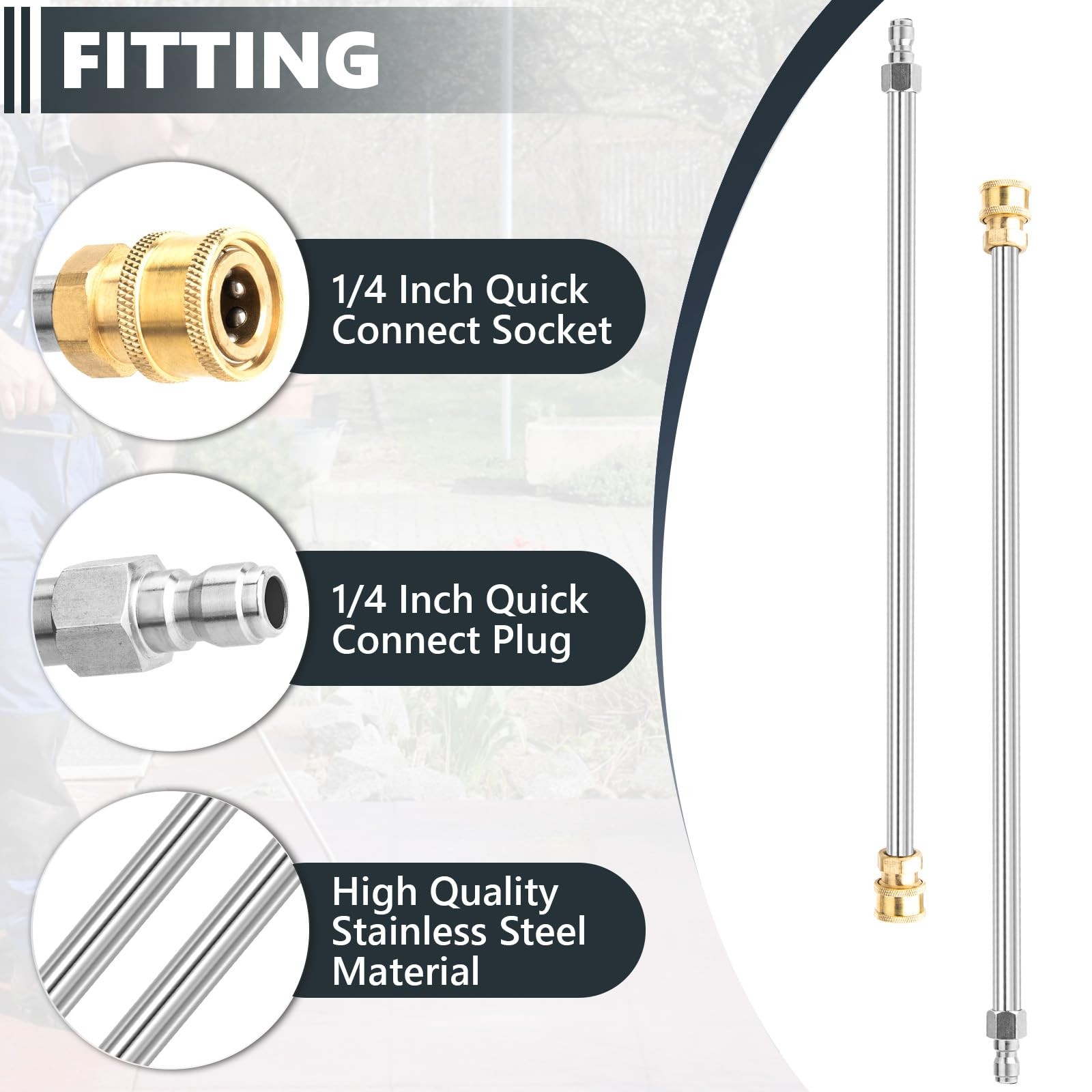 Pressure Washer Extension Wand, 2 Pack 17 Inch Stainless Steel Heavy Duty Wands
