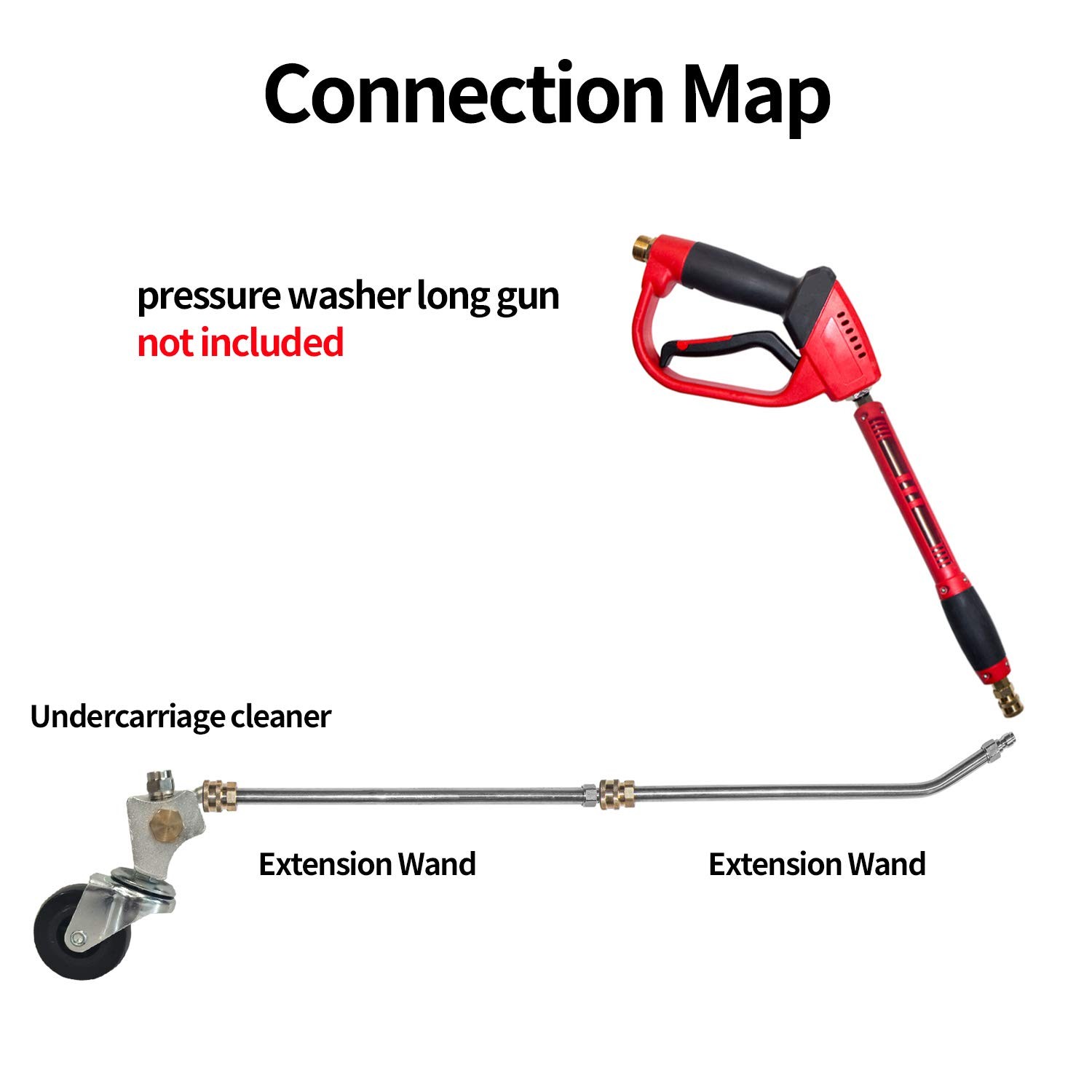 Pressure Washer Undercarriage Cleaner 13 Inch Extension Wand 45-Degree 4000 PSI