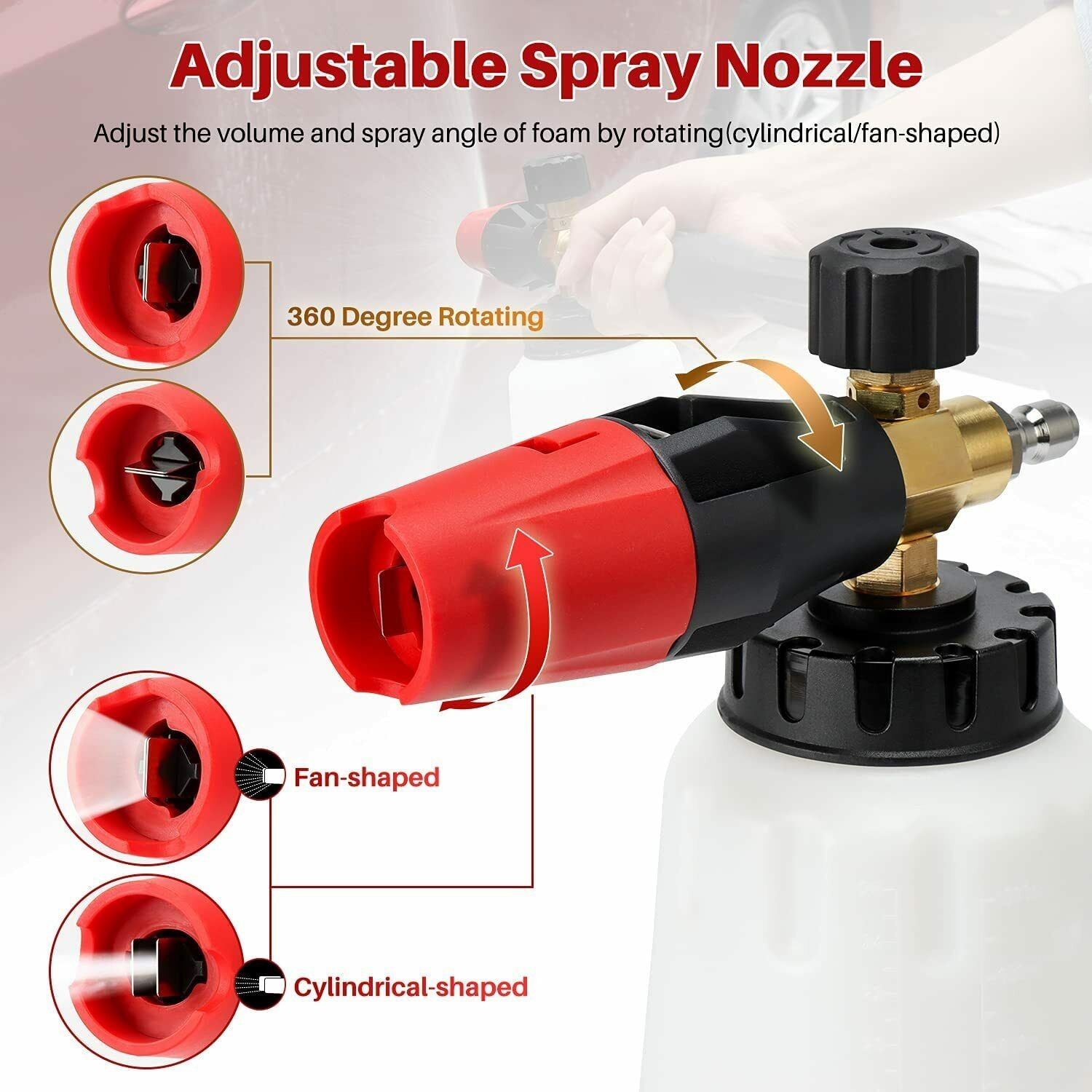 1/4″ Snow Foam Washer Gun Car Wash Soap Lance Cannon Spray Pressure Jet Bottle