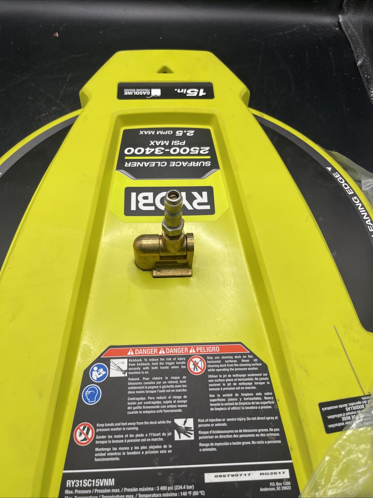 RYOBI 15 in. 3400 PSI Gas Pressure Washer Surface Cleaner w/Caster Wheels