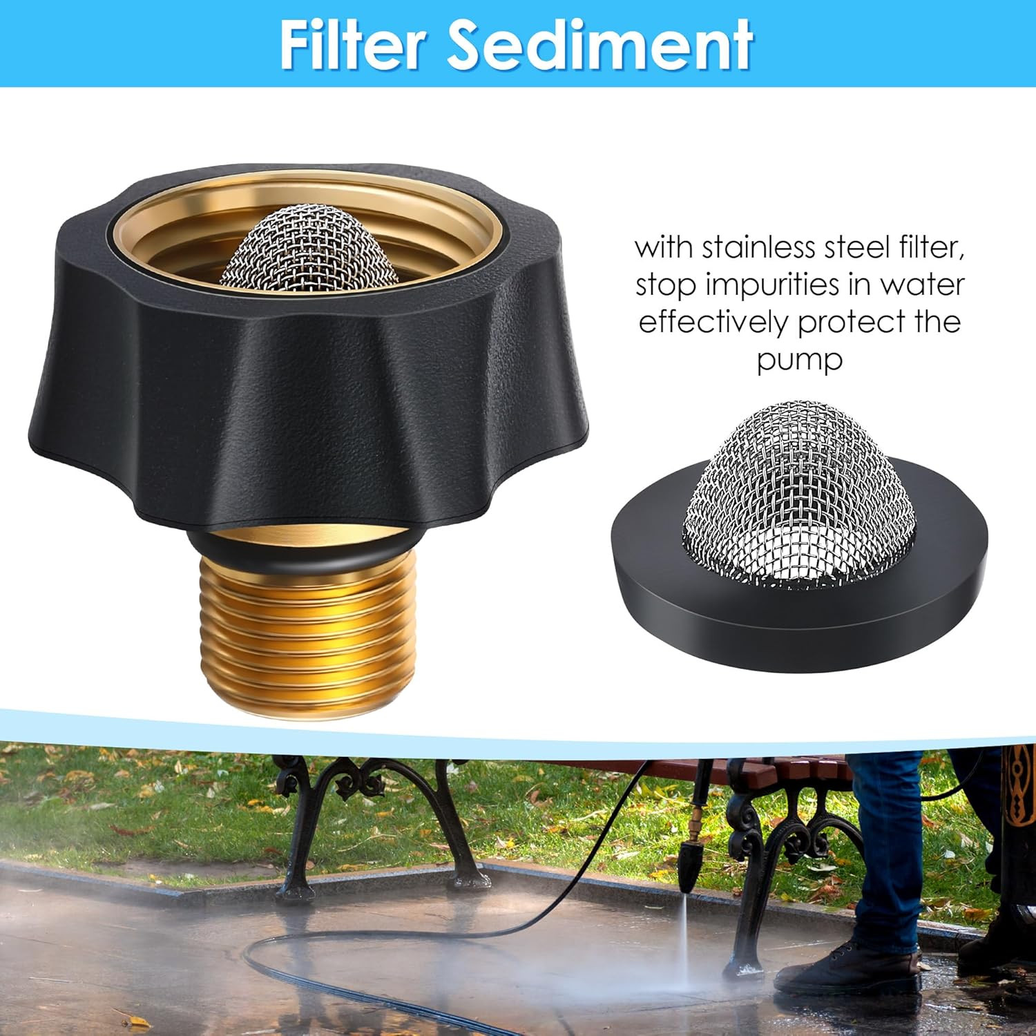 1 Pack Garden Hose to Pressure Washer Adapter 3/4″Female to 3/8″ Male Water Inle