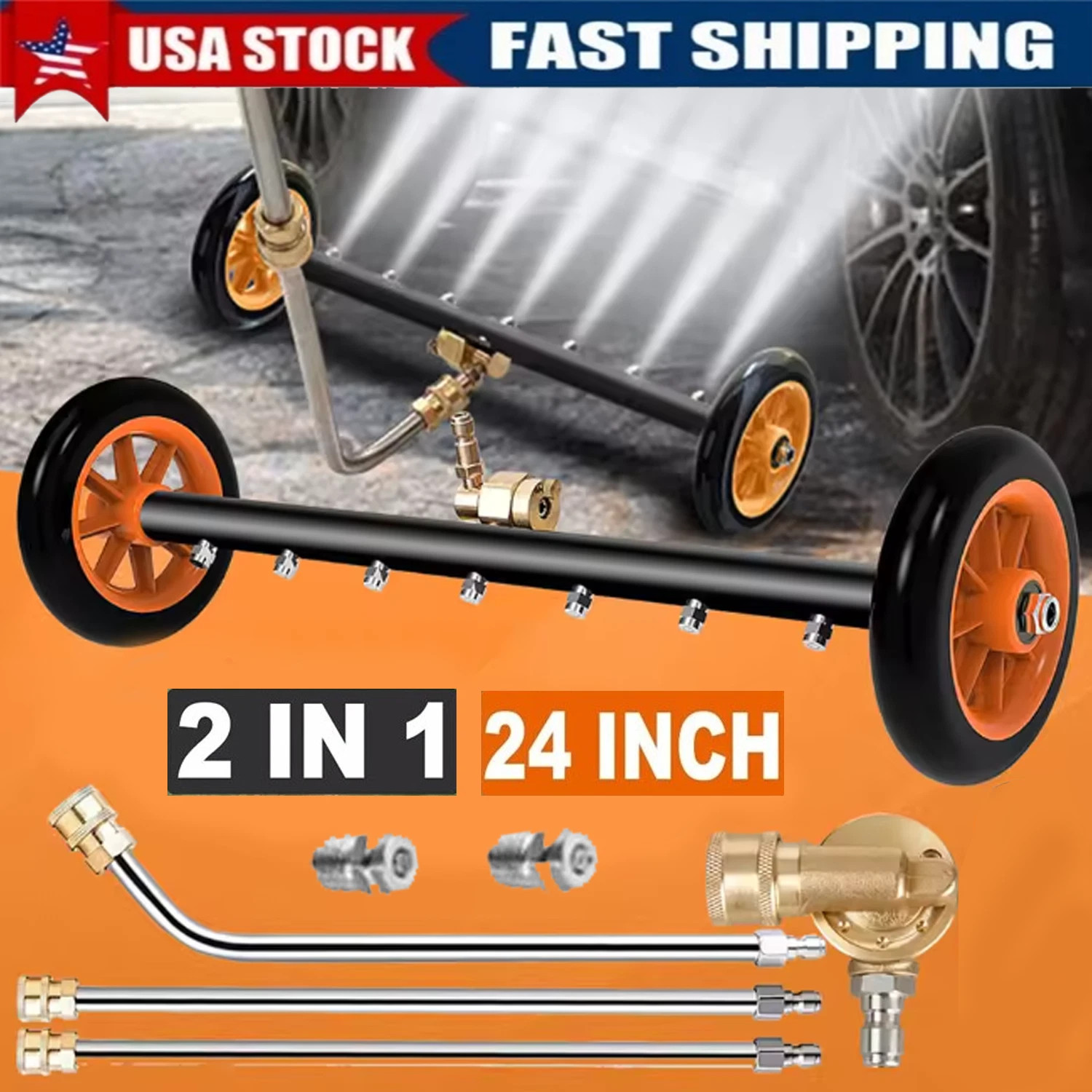 Pressure Power Washer Undercarriage Under Car Cleaner 24″ 4000 PSI Water Broom