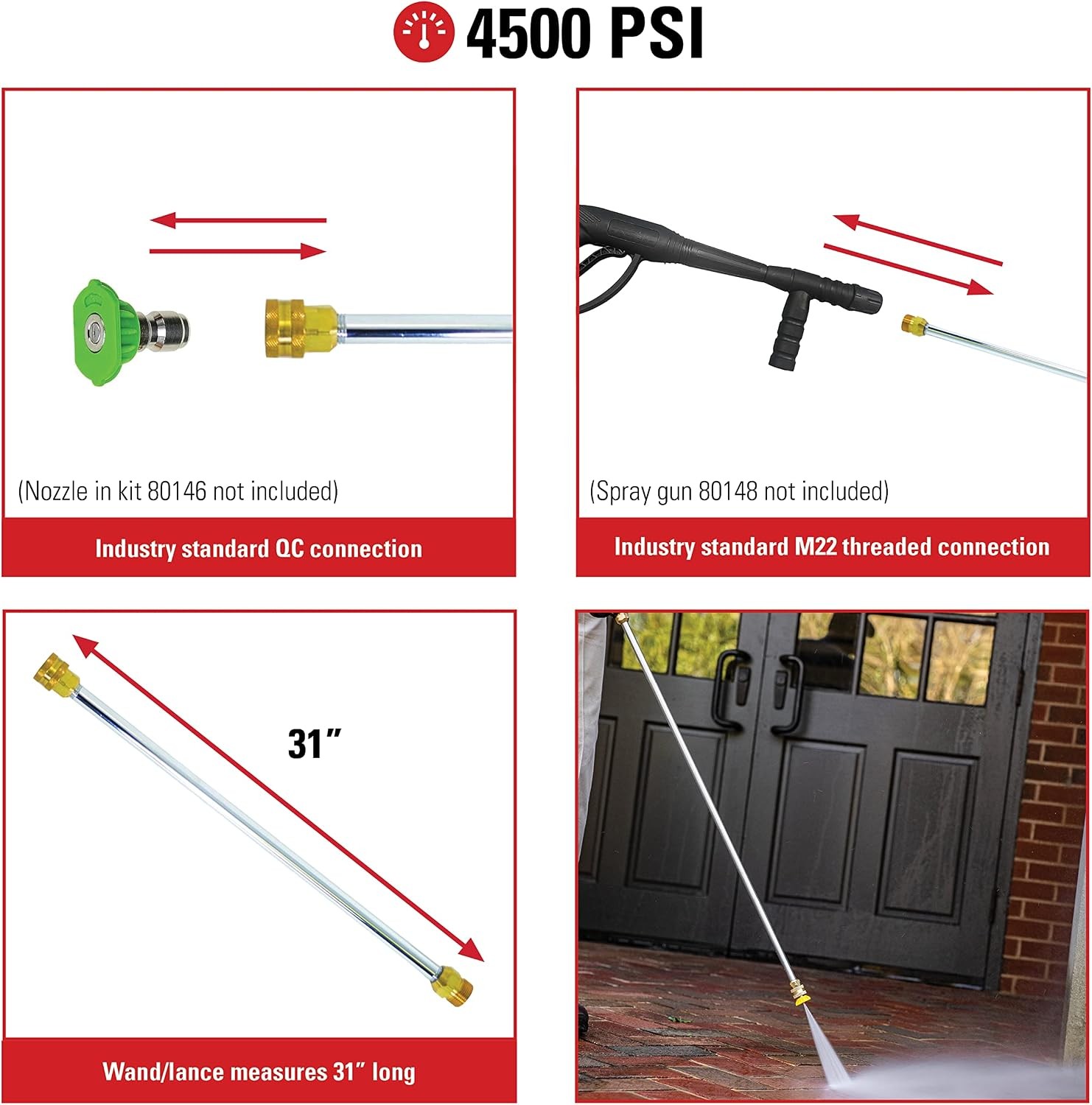 Cleaning 80479 Universal 31-Inch Pressure Washer Wand for Cold Water Use up