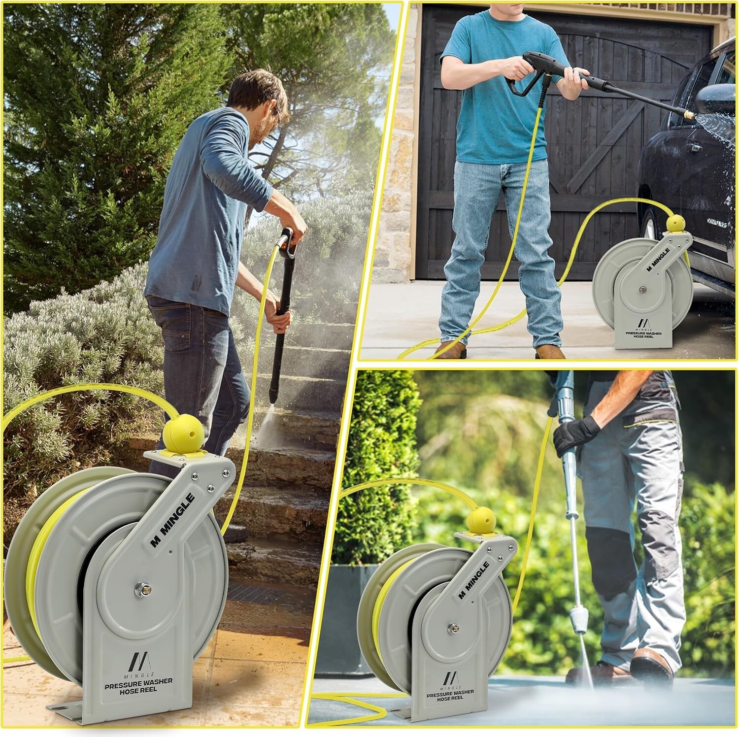 Professional 60ft Pressure Washer Hose Reel – Anti-Tangle and Wall Mounted