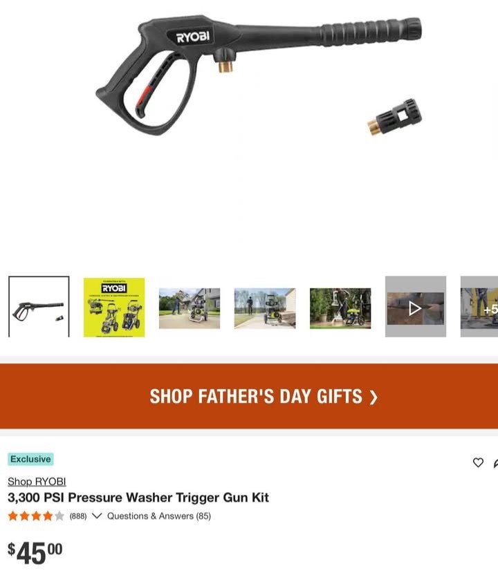 RYOBI 3300 PSI Pressure Washer Trigger Gun Handle Kit – Missing Adapter