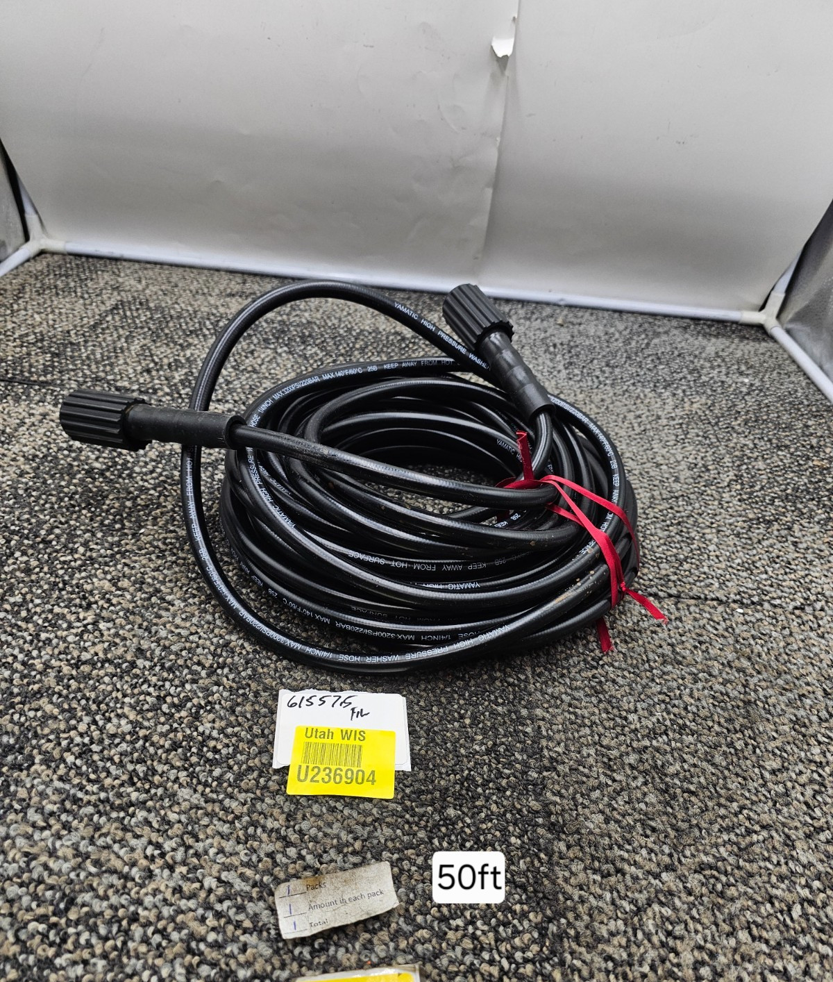 YAMATIC 50FT 3200 PSI Pressure Washer Hose 1/4″ Kink Free Black Fitting