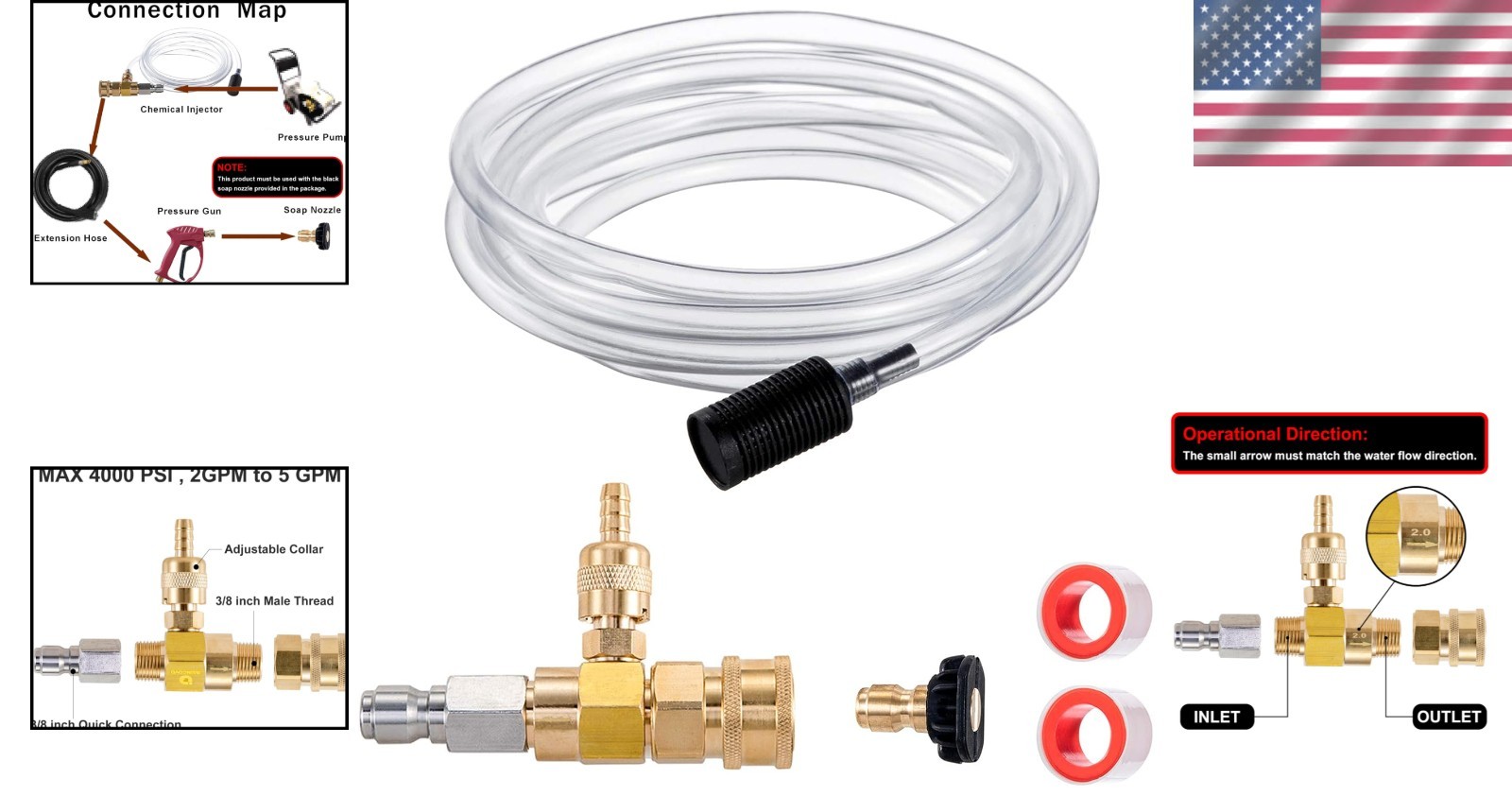 Downstream Injector Kit for Pressure Washers – 4000 PSI, Quick Connect